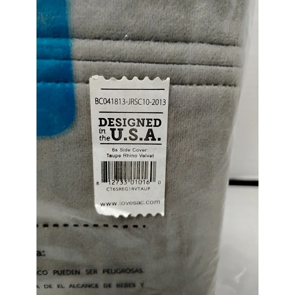 NEW LoveSac Sactionals Standard Side Cover Rhino Taupe Velvet CT6SREG1RVTAUP